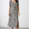 Dorothy Perkins Mono Zebra V Neck Midi Dress