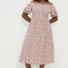 Dorothy Perkins Curve Pink Ditsy Bardot Dress 1 Dorothy Perkins Curve Pink Ditsy Bardot Dress -Perkindo Store bqq11200 pink xl