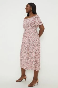 Dorothy Perkins Curve Pink Ditsy Bardot Dress -Perkindo Store bqq11200 pink xl 2