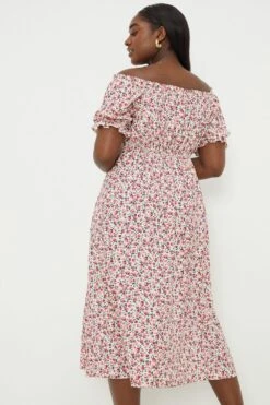 Dorothy Perkins Curve Pink Ditsy Bardot Dress -Perkindo Store bqq11200 pink xl 3