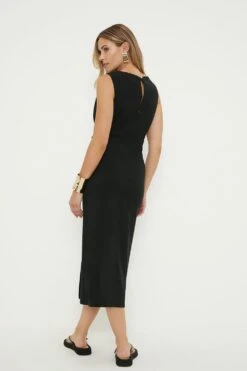 Dorothy Perkins Fitted Pencil Midi Dress With Split 9 Dorothy Perkins Fitted Pencil Midi Dress With Split -Perkindo Store bqq11271 black xl 2