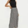 Dorothy Perkins Mono Print Satin Bias Midi Skirt