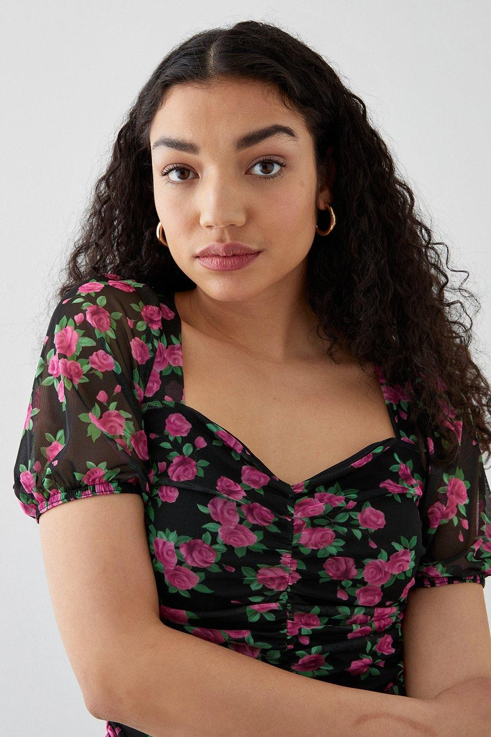 Dorothy Perkins Floral Ruched Front Sweetheart Top 4 Dorothy Perkins Floral Ruched Front Sweetheart Top - Image 2