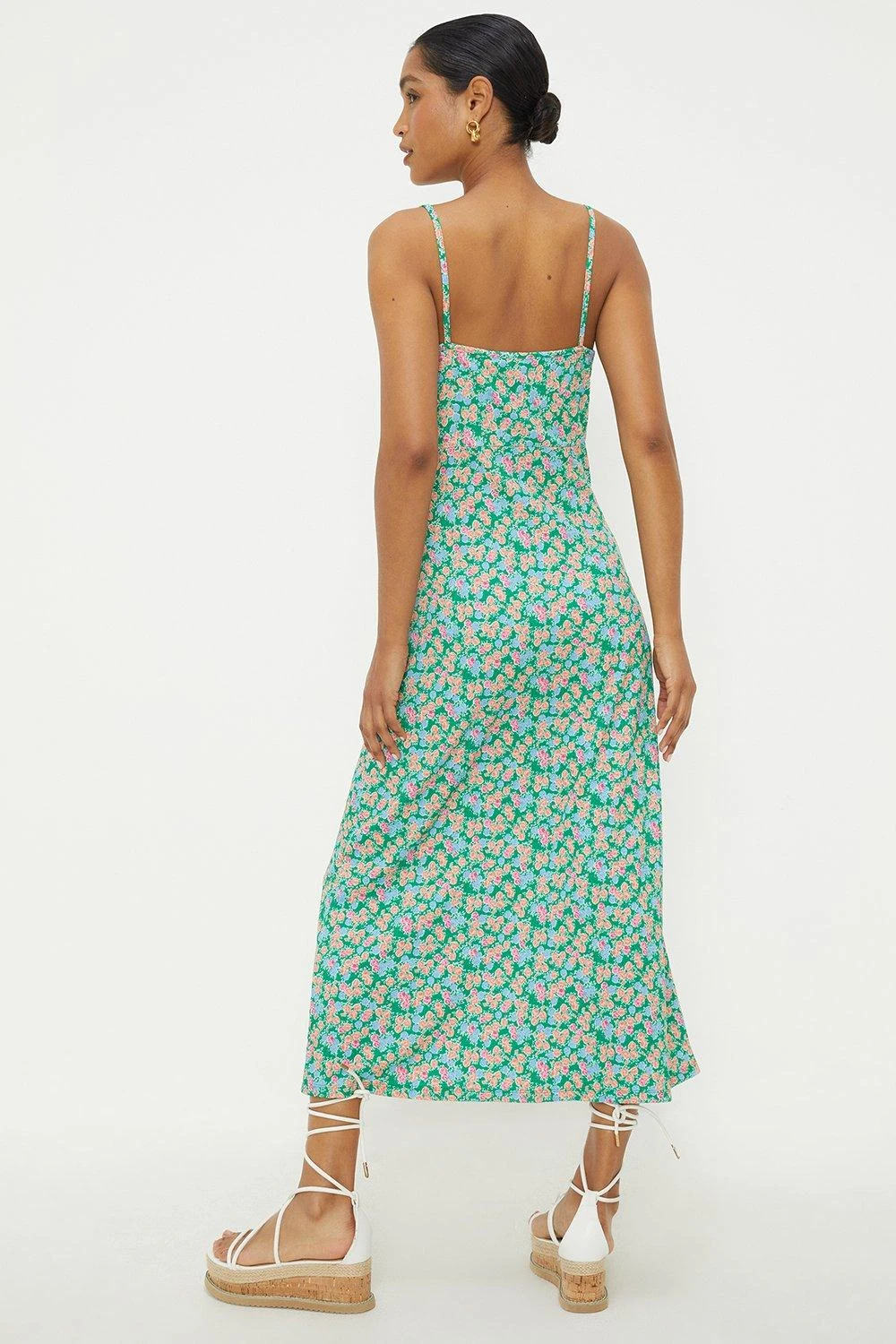 Dorothy Perkins Multi Floral Strappy Tie Front Midi Dress 5 Dorothy Perkins Multi Floral Strappy Tie Front Midi Dress - Image 3