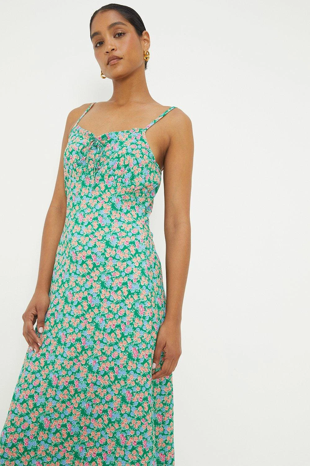 Dorothy Perkins Multi Floral Strappy Tie Front Midi Dress 6 Dorothy Perkins Multi Floral Strappy Tie Front Midi Dress - Image 4