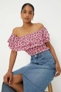 Dorothy Perkins Floral Double Frill Bardot