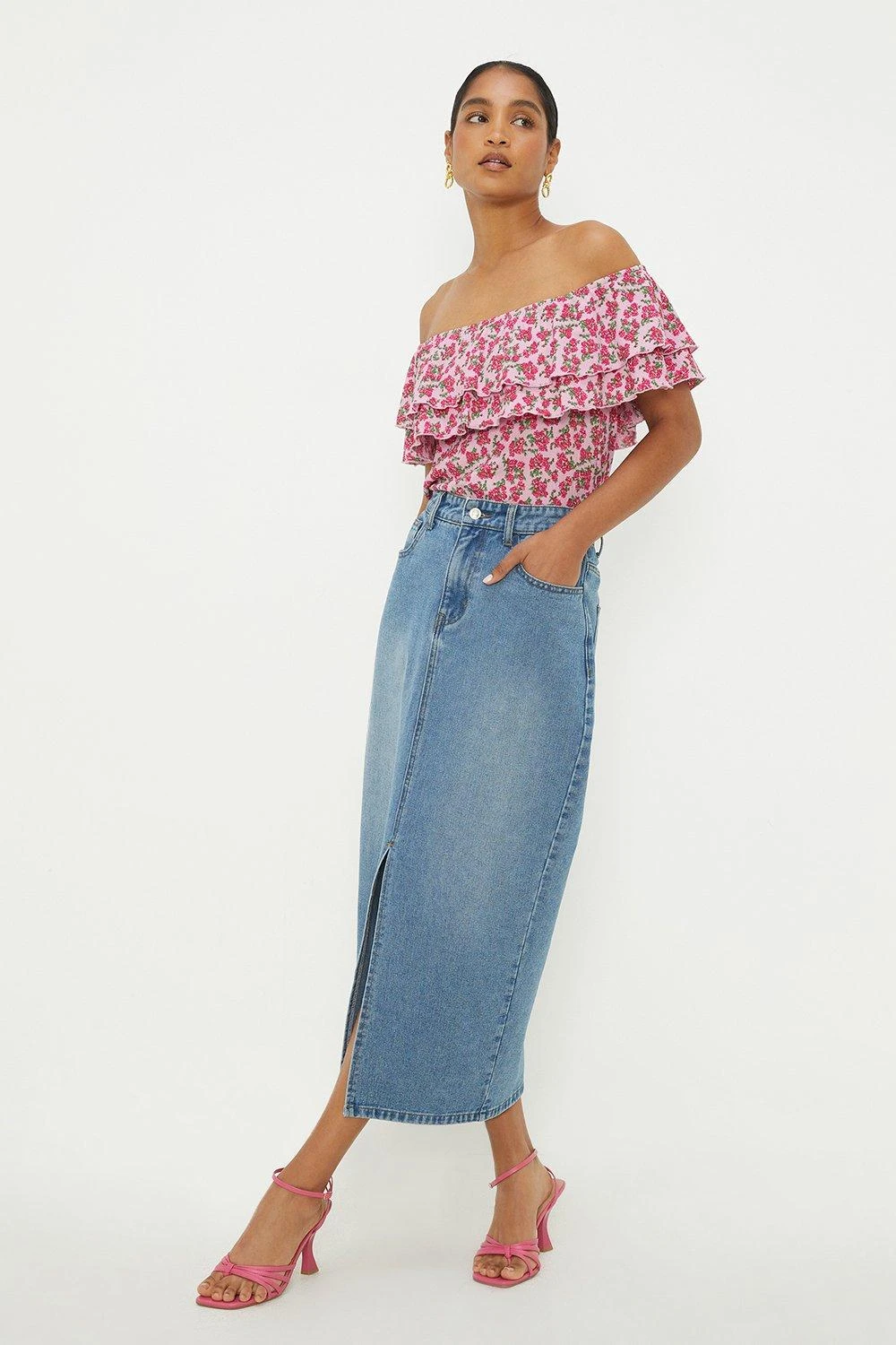 Dorothy Perkins Floral Double Frill Bardot 6 Dorothy Perkins Floral Double Frill Bardot - Image 4