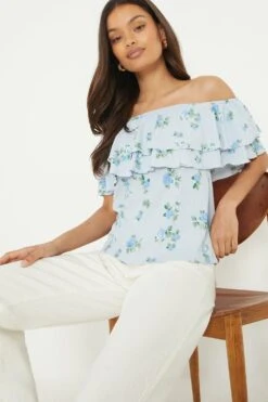 New Release 13 Dorothy Perkins Petite Floral Double Frill Bardot