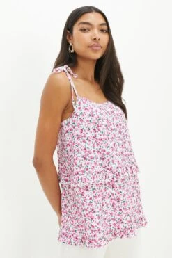 Dorothy Perkins Tall Textured Tie Shoulder Cami -Perkindo Store bqq11455 floral xl 1
