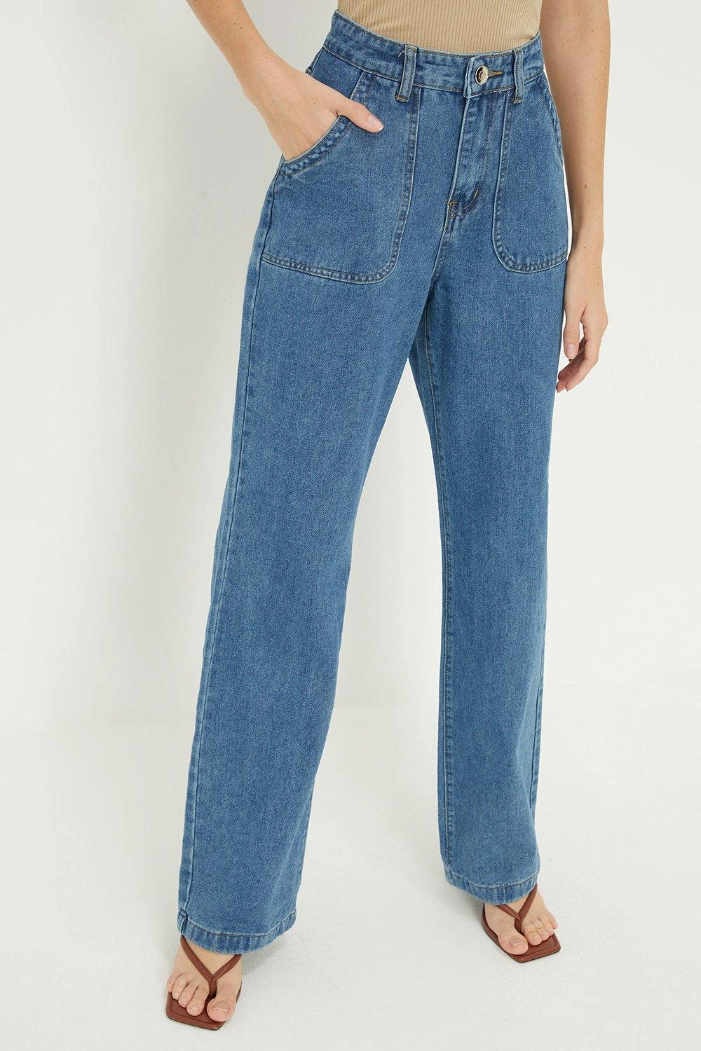 Dorothy Perkins Tall Straight Leg Patch Pocket Jeans 4 Dorothy Perkins Tall Straight Leg Patch Pocket Jeans - Image 2