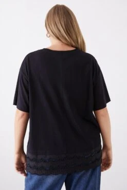 Dorothy Perkins Curve Broderie Hem T-shirt -Perkindo Store bqq11504 black xl 2