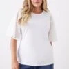 Dorothy Perkins Curve White Broderie Sleeve T-shirt