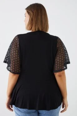 Dorothy Perkins Curve Blue Lace Wrap T-shirt -Perkindo Store bqq11507 black xl 2