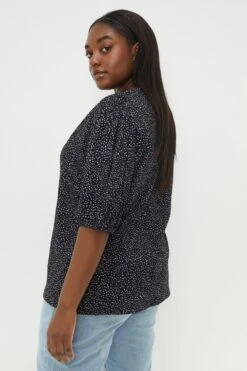 Dorothy Perkins Curve Mono Spot Short Sleeve Overhead Blouse -Perkindo Store bqq11665 black xl 3