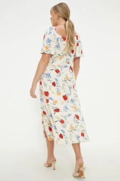 Dorothy Perkins Curve Ivory Floral Sweetheart Neck Midi Dress 8 Dorothy Perkins Curve Ivory Floral Sweetheart Neck Midi Dress -Perkindo Store bqq11669 ivory xl 2