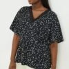 Dorothy Perkins Curve Black Ditsy Floral Lace Trim Blouse 2 Dorothy Perkins Curve Black Ditsy Floral Lace Trim Blouse -Perkindo Store bqq11672 black xl