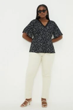 Dorothy Perkins Curve Black Ditsy Floral Lace Trim Blouse -Perkindo Store bqq11672 black xl 2