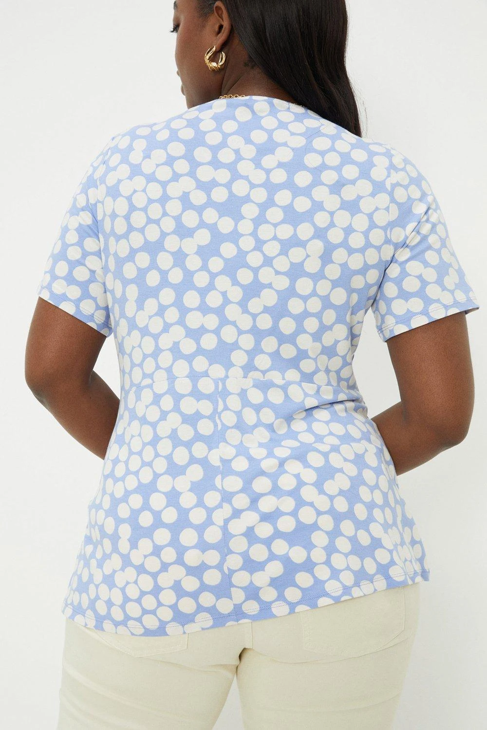 Dorothy Perkins Curve Blue Spot Wrap Blouse 5 Dorothy Perkins Curve Blue Spot Wrap Blouse - Image 3