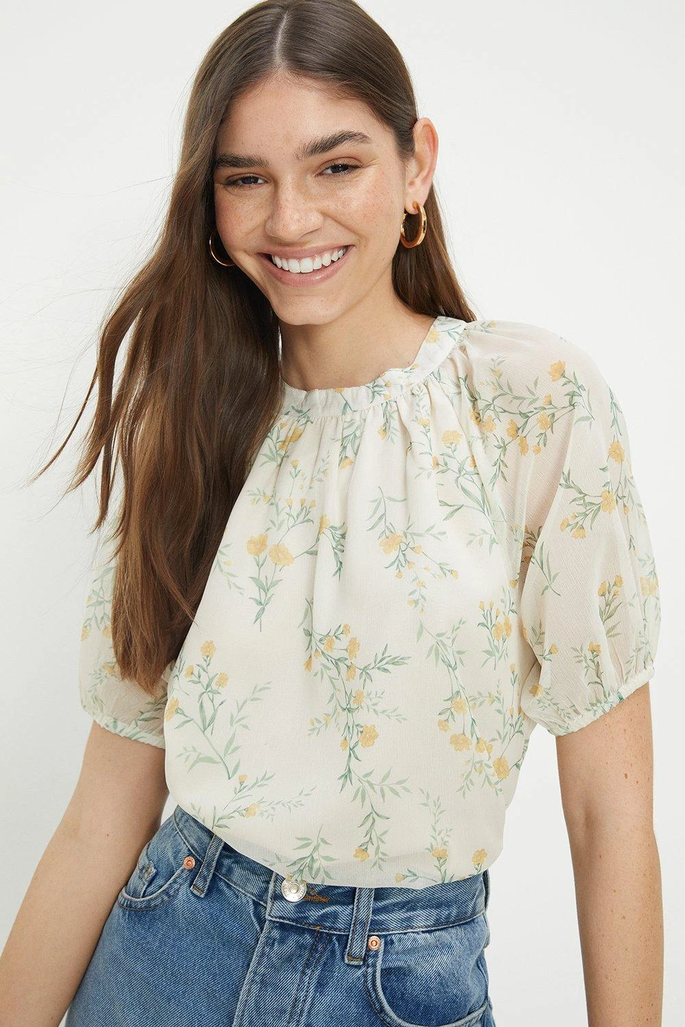 Dorothy Perkins Ivory Floral Chiffon Blouse 4 Dorothy Perkins Ivory Floral Chiffon Blouse - Image 2
