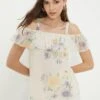 Dorothy Perkins Ivory Floral Chiffon Bardot Top