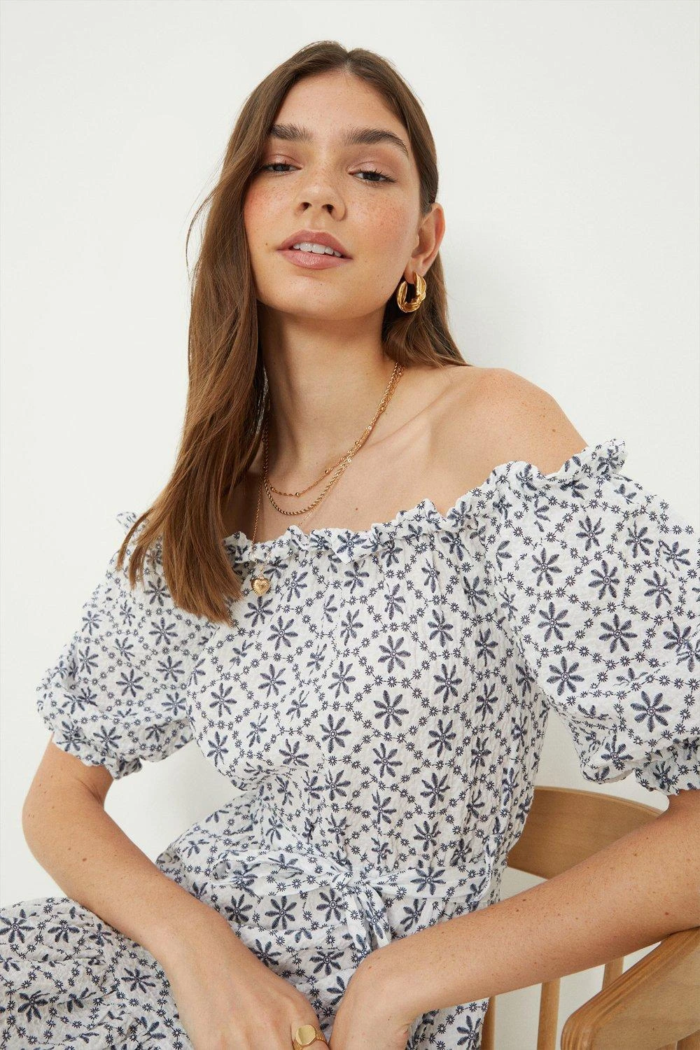 Dorothy Perkins Tiered Bardot Midi Dress 4 Dorothy Perkins Tiered Bardot Midi Dress - Image 2