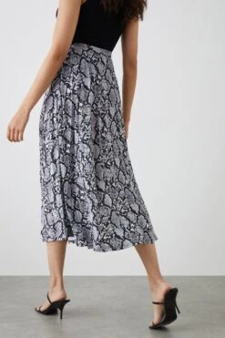 Dorothy Perkins Snake Printed Pleated Midi Skirt -Perkindo Store bqq11795 snake xl 3