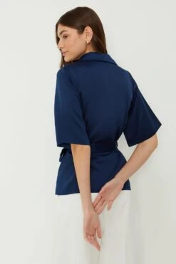 Dorothy Perkins Satin Wrap Blouse -Perkindo Store bqq11838 navy xl 2