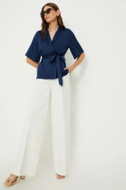 Dorothy Perkins Satin Wrap Blouse -Perkindo Store bqq11838 navy xl 3