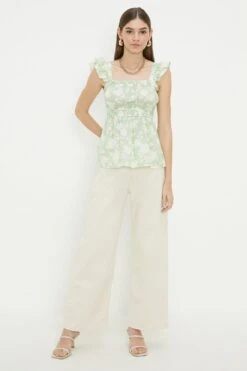 Dorothy Perkins Green Floral Frill Strap Cami Top -Perkindo Store bqq11870 green xl 3