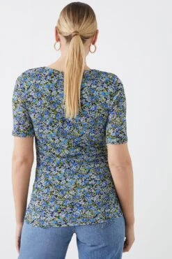 Dorothy Perkins Tall Blue Floral Mesh Short Sleeve Top 7 Dorothy Perkins Tall Blue Floral Mesh Short Sleeve Top -Perkindo Store bqq11905 blue xl 2