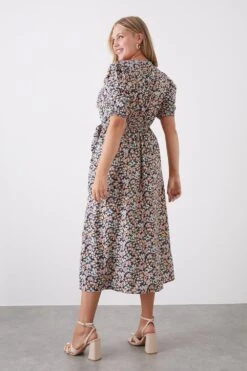 Dorothy Perkins Curve Black Floral Wrap Midi Dress -Perkindo Store bqq11911 black xl 2