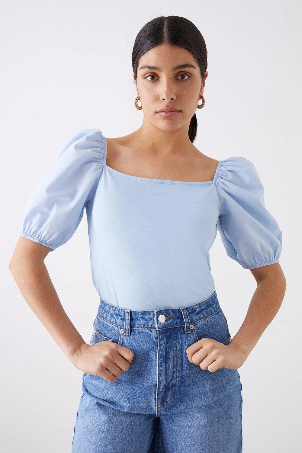 Dorothy Perkins Square Neck Poplin Sleeve Top 3 Dorothy Perkins Square Neck Poplin Sleeve Top