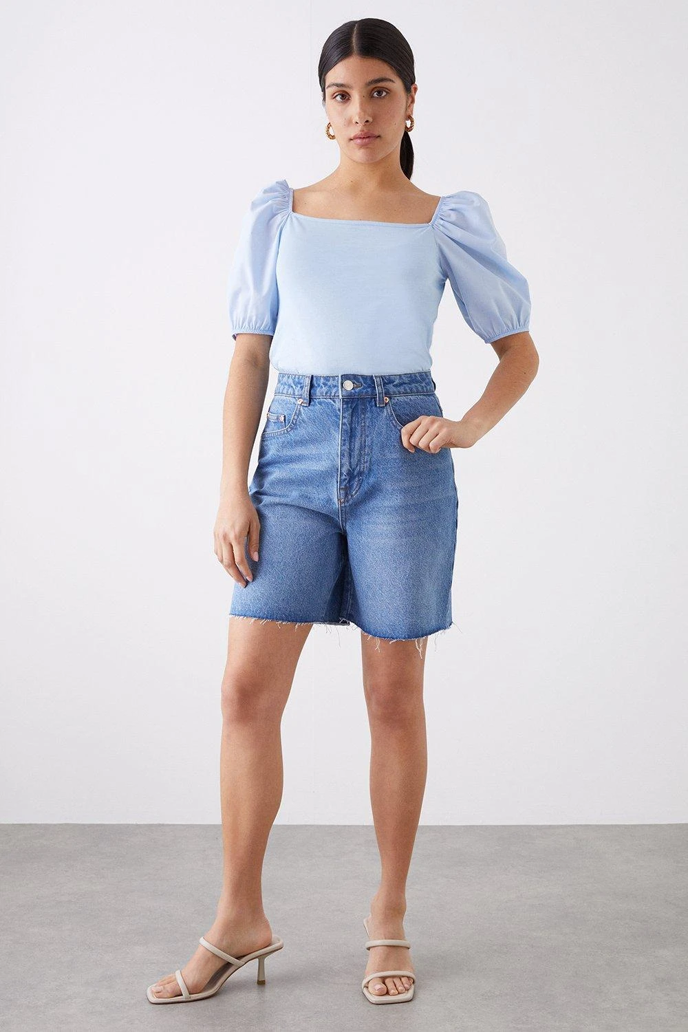 Dorothy Perkins Square Neck Poplin Sleeve Top 4 Dorothy Perkins Square Neck Poplin Sleeve Top - Image 2