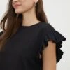 Dorothy Perkins Frill Sleeve Ribbed T-shirt 1 Dorothy Perkins Frill Sleeve Ribbed T-shirt -Perkindo Store bqq11930 black xl