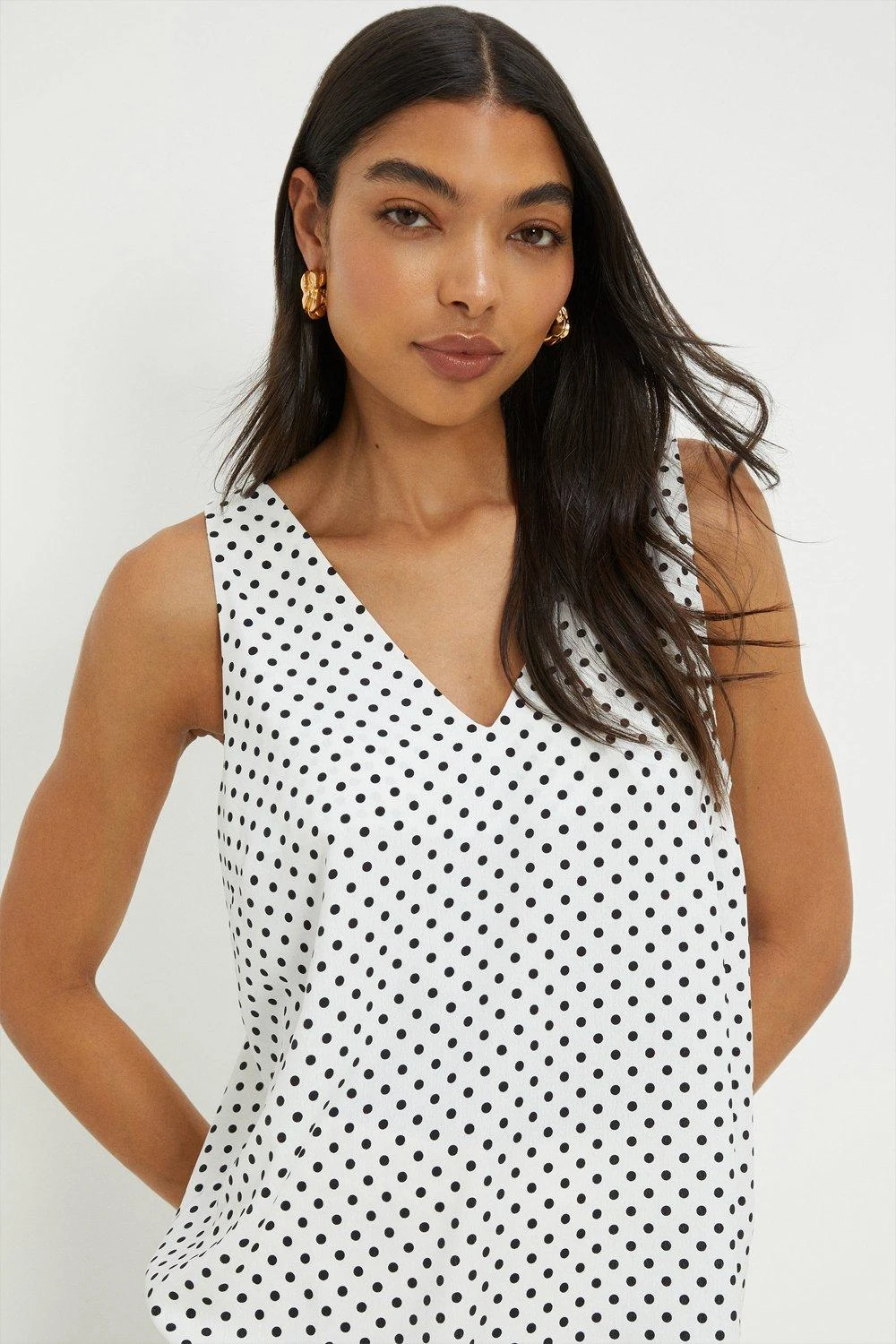 Dorothy Perkins Black Spot Built Up V Neck Cami Top 4 Dorothy Perkins Black Spot Built Up V Neck Cami Top - Image 2