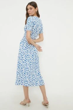 Dorothy Perkins Blue Spot Shirred Waist Midi Dress -Perkindo Store bqq11982 blue xl 2