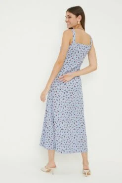 Dorothy Perkins Tall Purple Ditsy Button Through Midi Dress -Perkindo Store bqq12058 purple xl 2