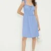 Dorothy Perkins Tall Blue Ruffle Mini Dress 2 Dorothy Perkins Tall Blue Ruffle Mini Dress -Perkindo Store bqq12074 blue xl