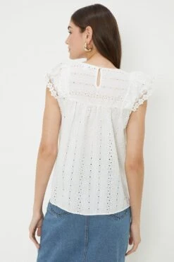Dorothy Perkins Broderie Frill Top 8 Dorothy Perkins Broderie Frill Top -Perkindo Store bqq12152 white xl 2