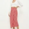 Dorothy Perkins Red Ditsy Wrap Midi Skirt -Perkindo Store bqq12163 red xl