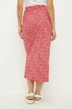Dorothy Perkins Red Ditsy Wrap Midi Skirt -Perkindo Store bqq12163 red xl 2
