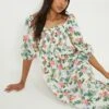 Dorothy Perkins Floral Print Shirred Bodice Midi Dress -Perkindo Store bqq12170 multi xl