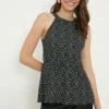 Dorothy Perkins Tall Mono Spot Halter Neck Sleeveless Top 2 Dorothy Perkins Tall Mono Spot Halter Neck Sleeveless Top -Perkindo Store bqq12187 mono xl