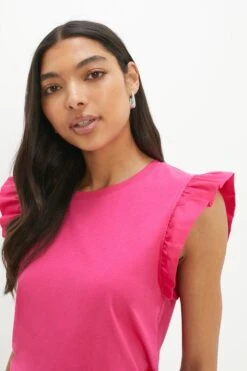 Dorothy Perkins Tall Poplin Ruffle Sleeveless Top -Perkindo Store bqq12188 pink xl 3