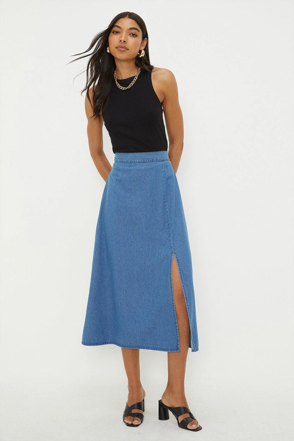 Dorothy Perkins Denim Midi Skirt 3 Dorothy Perkins Denim Midi Skirt