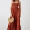 Dorothy Perkins Rust Strappy Shirred Midi Dress 1 Dorothy Perkins Rust Strappy Shirred Midi Dress -Perkindo Store bqq12212 rust xl