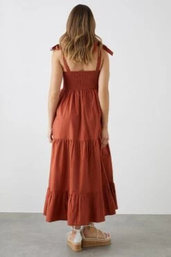 Dorothy Perkins Rust Strappy Shirred Midi Dress 8 Dorothy Perkins Rust Strappy Shirred Midi Dress -Perkindo Store bqq12212 rust xl 2