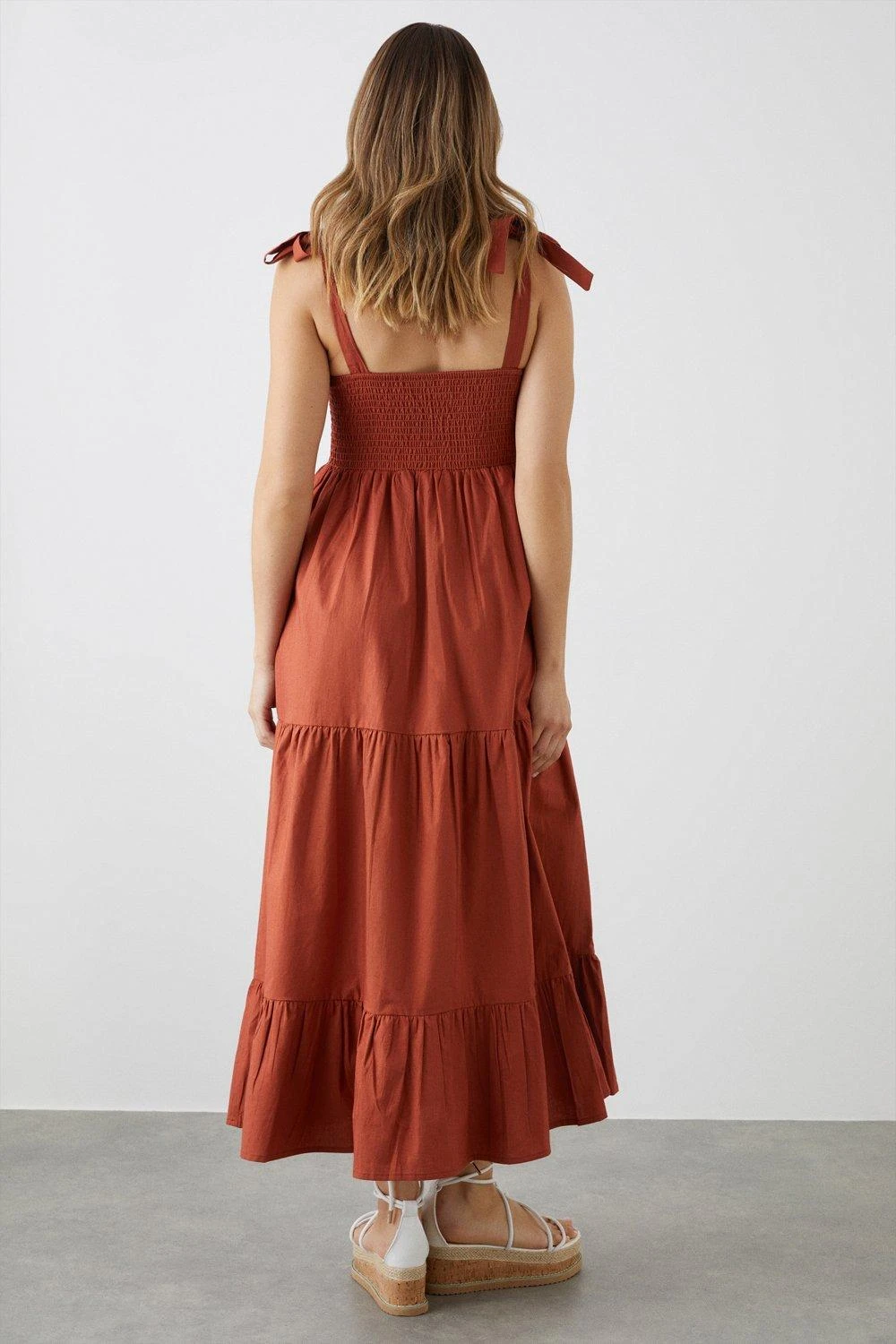 Dorothy Perkins Rust Strappy Shirred Midi Dress 5 Dorothy Perkins Rust Strappy Shirred Midi Dress - Image 3