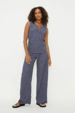 Dorothy Perkins Tall Blue Spot Straight Leg Trousers