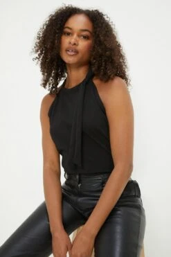 Dorothy Perkins Tall Black Tie Halter Cami